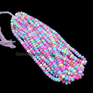 Multi Color Candy Opal Smooth Rondelle Beads, 16&quot; Amazing Candy opal Gemstone Beads, AAA Grade Multi Color 7-8mm Beads, Jewelry Making Craft