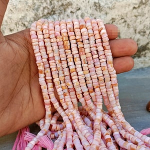 Beautiful pink opal Smooth Tyre Shape Beads,13&quot; Strand Opal Plain Heishi tyre beads, AAA Pink Opal Smooth Tyre, Opal beads For Jewelry craft