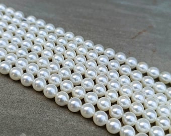 Perlas redondas de concha blanca, perlas redondas de concha brillantes, perlas de concha de alta calidad de grado A, perlas redondas de concha de 2 mm, 3 mm, 4 mm, 5 mm, 6 mm, 7 mm, 8 mm, 15 pulgadas.