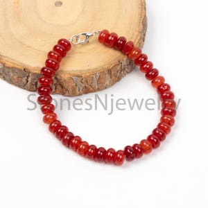 Karneol Quarz Edelstein Perlen Armband 8 mm Roter Karneol Perlen Armband Birthstone Geschenk Orange Chalcedon Kristall, Frauen Geschenk Armband