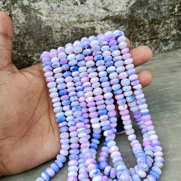 Beautiful Lavender Opal Smooth Rondelle Shape Beads, 7-8mm Lavender Opal Rondelle gemstone beads, AAA quality opal bead jewelry making craft