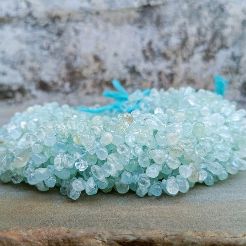 Aquamarine Smooth Drop Beads, AAA Aquamarine Smooth Drops Shape Beads Aquamarine Beads Aquamarine Drops Beads, Aquamarine Teardrop, 13 Inch image 3