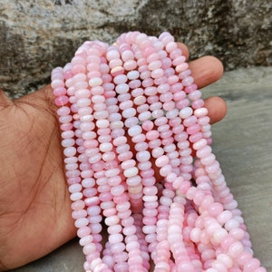 Pink Opal Smooth Rondelle Shape Beads, Beautiful Shaded Pink Opal Plain Handmade Gemstone Loose Bead AAA Quality Pink Opal Bead jewelry SALE