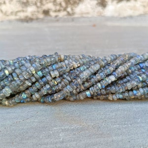 AA Labradorite Smooth Heishi Tire Beads, Natural Labradorite Smooth Tyre Beads Gemstone Blue Fire Labradorite, Plain Tyre Jewelry 13" Strand