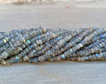 AA Labradorite Smooth Heishi Tire Beads, Natural Labradorite Smooth Tyre Beads Gemstone Blue Fire Labradorite, Plain Tyre Jewelry 13" Strand