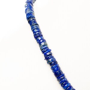 Bracelet En Lapis-lazuli AAA – Perles Lisses Argentées, Fabrication Artisanale Inde