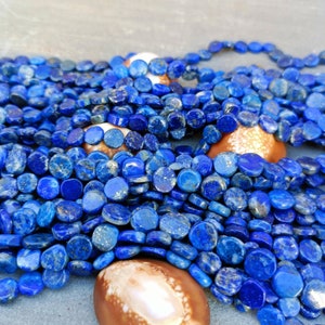 Lapis Lazuli Smooth Coin Shape Beads, 4-6mm Blue Lapis Coin Briolettes, Lapis Lazuli Beads, Lapis Coin Beads, Natural Lapis Beads,13&quot; Strand