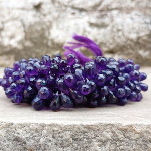 Amethyst Faceted Briolette Drops Shape Beads, Amethyst drops Shape Beads, Amethyst Faceted Beads, Natural Purple 9&quot; Amethyst Teardrop Beads