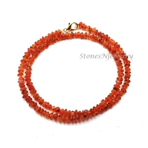 Natürliche Karneol Rondelle Perlen Halskette, Karneol Edelstein Perlen Halskette, Karneol Halskette, Handgemachte Choker Halskette, Geschenk für Sie
