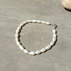 Dainty Rice Pearl Beaded Bracelet: Bridal Wedding Jewelry