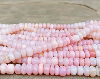 Pink Opal Shaded Rondelle Beads, 6-9mm Shaded Pink Opal Smooth Rondelle, Smooth Rondelle Beads, Pink Opal Beads, Pink Opal Gemstonr 16 Inch