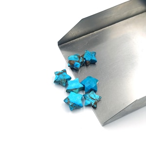 AAA Copper Turquoise Star Shape Briolette&#39;s, Faceted Hand Carved Star Gemstone, Turquoise Loose 10 MM Star Beads for Jewelry Making 10 MM