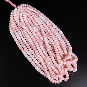Pink Opal Smooth Rondelle Shape Beads, Beautiful Shaded Pink Opal Plain Handmade Gemstone Loose Bead AAA Quality Pink Opal Bead jewelry SALE
