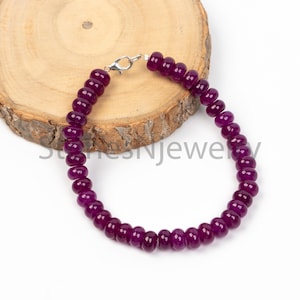 Purple Quartz Rondelle Gemstone Beaded Bracelet, 8mm Amethyst Bracelet Choker Beads Bracelet, Gemstone Bracelet, Purple Quartz Bracelet,Gift
