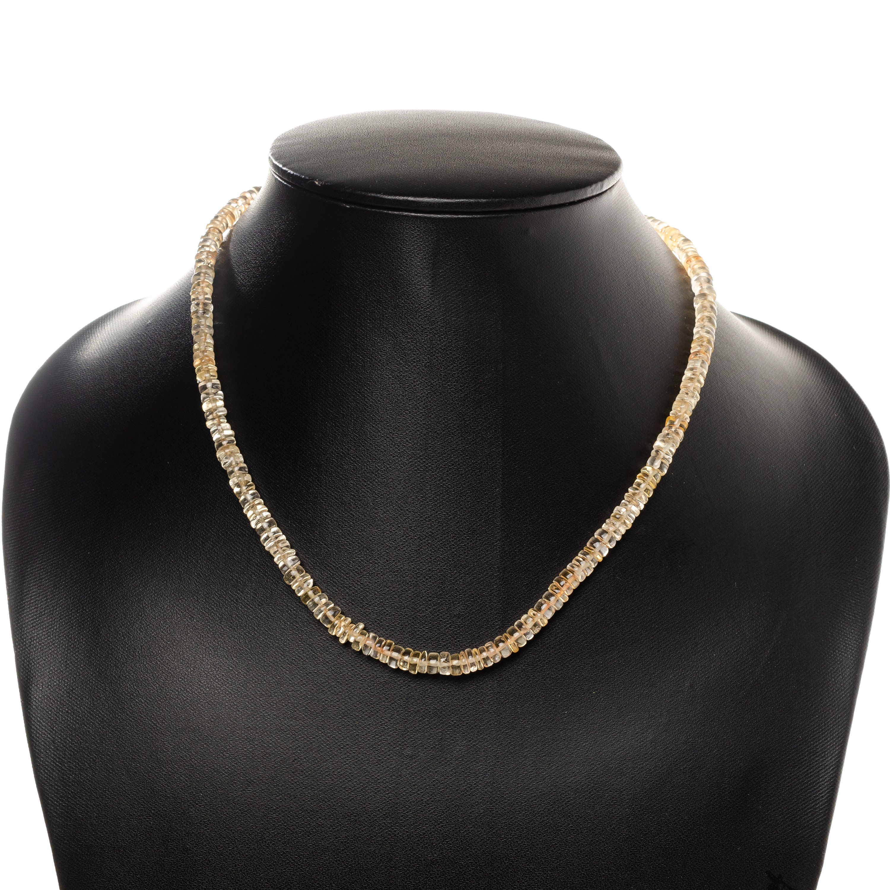 Citrine Smooth Tyre Beaded Necklace, Citrine Heishi Beads Necklace, 5-6mm Citrine Gemstone Necklace, Handmade Jewelry Women Gift For Her