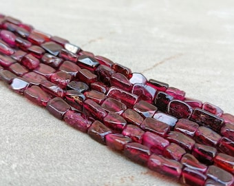 Natural Garnet Rectangle Shape Beads, Red Garnet Smooth Rectangle Shape Beads, Garnet Handmade Flat Rectangle 13Inches Strand Garnet Beads