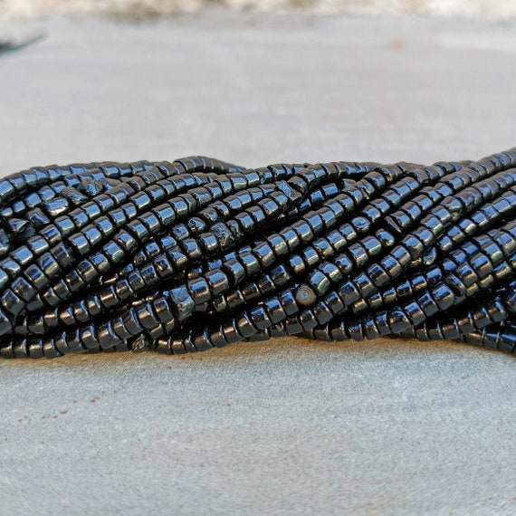 AAA Natural Black Spinel Smooth Tyre Shape Heishi Gemstone, Black Spinel Loose 13 Inch Strand Heishi Beads Spinal,Jewelry Making Crafts SALE