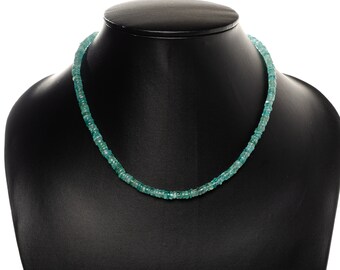 Collar de cuentas lisas de apatita natural, collar de cuentas de apatita, joyería de apatita, regalo para mujer.
