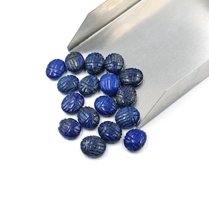 AAA Lapis Lazuli Scarab Shape Gemstone Beads, Lapis Lazuli Beetle Face Carving, Handmade Insect Carving Beads, Boho Egyptian 12x10mm Scarab