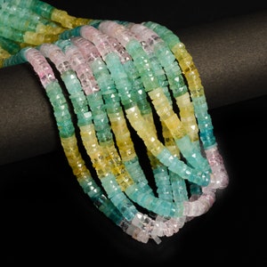 Natural Aquamarine Shaded Faceted Tyre Beads, Gemstone tyre shape Beads, 7-8mm Aquamarine Faceted Beads 16 Inch, Jewelry Making Craft, Sale
