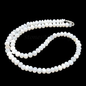 White Opal Beaded Necklace, 5-6mm Natural White Opal Smooth Rondelle Beads Necklace, Opal Gemstone Necklace, Women&#39;s Handmade Necklace, Gift