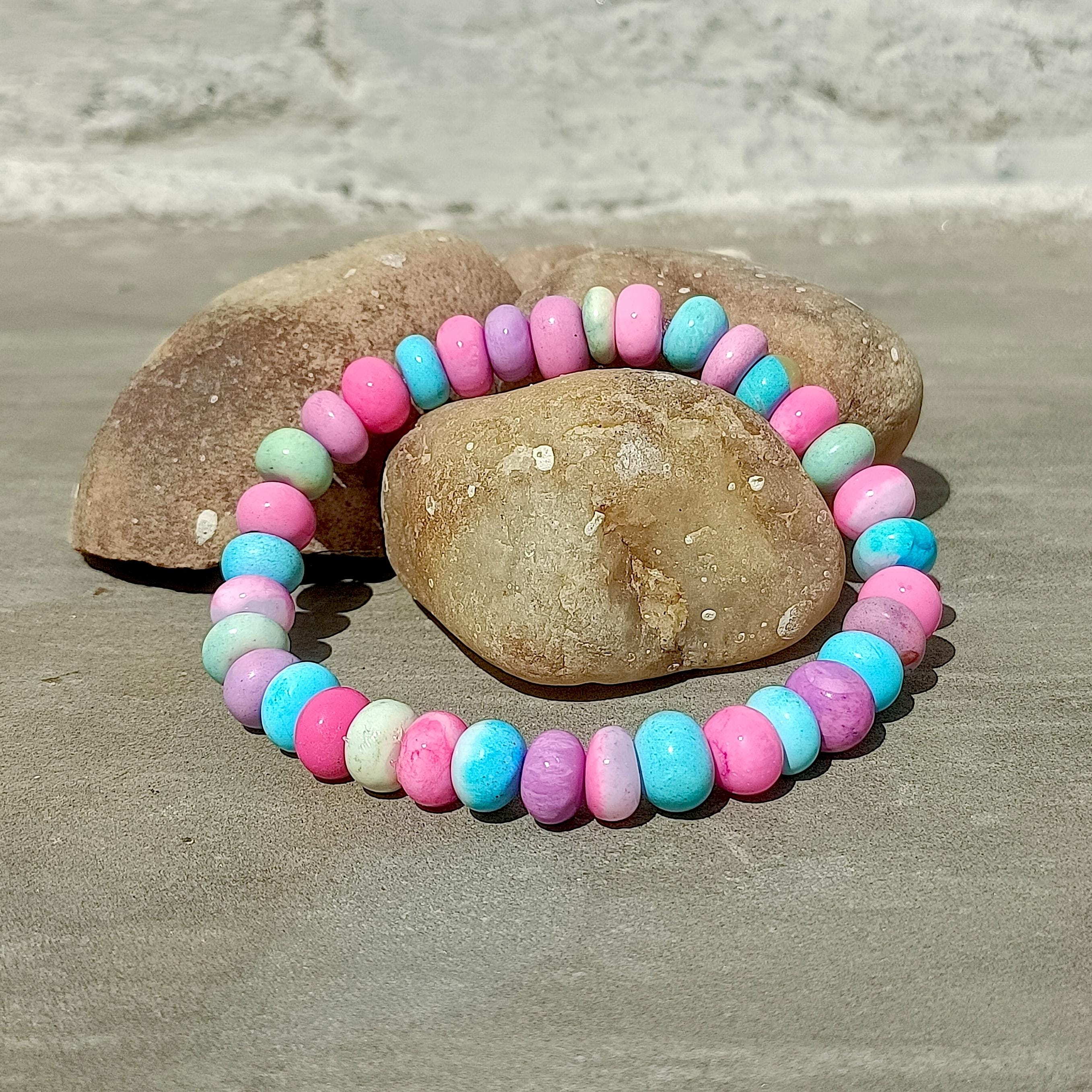 Multi Candy Opal Beaded Bracelet, 7-8mm Multi Color Opal Stretch