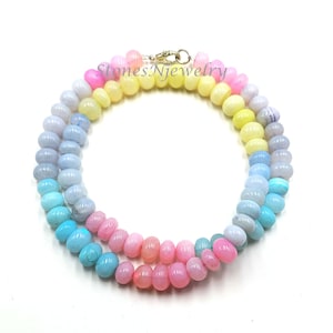 Multi Disco Candy Opal Beaded Necklace, 7-8mm Opal Gemstone Necklace, Opal Smooth Rondelle, Multi Color Opal Handmade Beaded Necklace, Sale