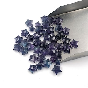 AAA Rainbow Fluorite Star Shape Briolettes, Natural Fluorite Faceted Star Shape Gemstone Beads, Loose Hand Carved Beads, Crystal 10mm Stars