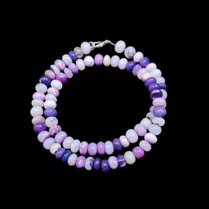 Collier de perles d&#39;opale de couleur multi-lapis lazuli, collier de perles rondelles lisses opale, bijoux d&#39;opale, collier d&#39;opale bleue, cadeau d&#39;anniversaire pour elle