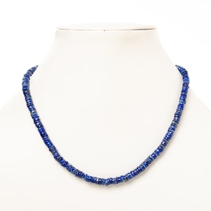 AAA Lapis Lazuli Smooth Tyre Beads Necklace, Lapis Lazuli Beaded Necklace, Lapis Lazuli Gemstone Necklace for Women, Birthday Gift for Her