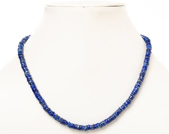 AAA Lapis Lazuli Smooth Tyre Beads Necklace, Lapis Lazuli Beaded Necklace, Lapis Lazuli Gemstone Necklace for Women, Birthday Gift for Her