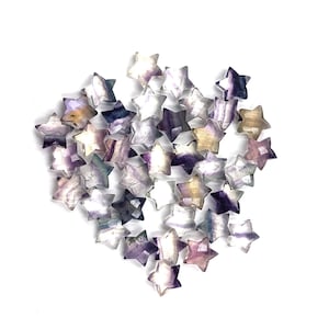 Natürliche Regenbogenfluorit-Stern-Briolettes, facettierte Fluorit-Sternperlen, lose handgeschnitzte Perlen, Kristallsterne (10 mm)