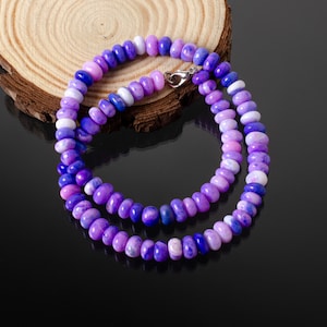 Collier de perles opale bleue, collier de perles rondelles lisses opale bleue de 8 mm, perles de pierres précieuses opale, collier de perles pour femmes de meilleure qualité