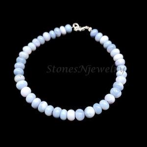 Blue Opal Beaded Bracelet: Smooth Rondelle Gemstone Jewelry