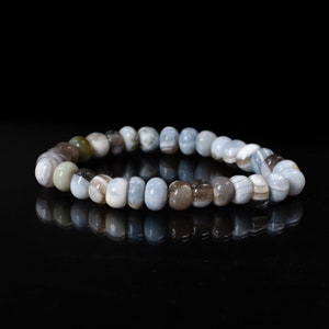 Boulder Opal Beaded Bracelet, Natural Boulder Opal Smooth Stretch Bracelet, 7-8mm Opal stretchable Bracelet, Handcrafted Blue Opal Jewelry,