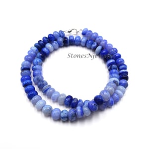 Collier de perles d&#39;opale couleur lapis lazuli, collier de perles rondelles lisses opale, bijoux en opale, collier d&#39;opale bleu ombré, cadeau d&#39;anniversaire pour elle