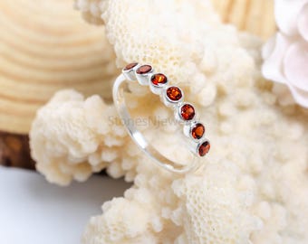 Hessonite Garnet Designer Ring, 925 Sterling Silver And Gold Ring, Garnet Jewelry, Engagement Ring, Wedding Ring, Promise Ring, January Gift
