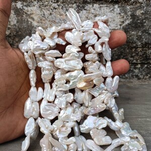 Pearl Uneven Briolettes Beads, Pearl Loose Beads Strand, Pearl Nuggets Beads, Jewelry Making Beads Strand 16 Inches Freshwater pearls, Gift