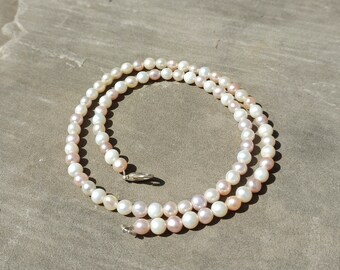 Véritable collier de perles d'eau douce rondes pour femme, collier de perles d'eau douce rondes blanches, collier de perles blanches, collier de perles naturelles