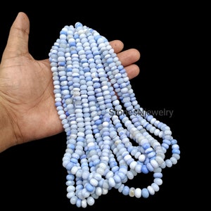 Lavender Blue Opal Smooth Rondelle Shape Beads, 7-8mm Blue Opal Rondelle Gemstone Bead, Beautiful AAA Quality Opal Bead Jewelry Making Craft