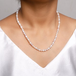 Real Round Shaded Freshwater Pearl Necklace for Women, white round freshwater pearl Necklace,white Pearl necklace, Natural Pearl Necklace