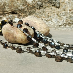 Smoky Quartz Faceted Heart Gemstone Briolettes, Handmade Beads, Fine Quality Natural Smoky Side Drill Heart Briolette Loose, Wholesale Beads
