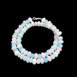 Candy Opal Designer Beaded Necklace, 7-8mm Multi Color Opal Necklace, Opal Smooth Rondelle, Multi Color Candy Opal Handmade Necklace Gift