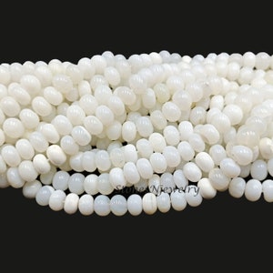 White Opal Smooth Rondelle Shape Beads, Beautiful Natural White Opal Plain Handmade Gemstone AAA Quality Jewelry Making Craft Beads Strand