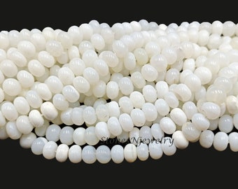 White Opal Smooth Rondelle Shape Beads, Beautiful Natural White Opal Plain Handmade Gemstone Loose Bead AAA Quality Pink Opal Bead Jewelry