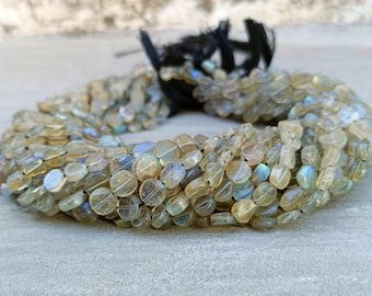 Beautiful Labradorite Smooth Coin shape Beads, Natural Flash Labradorite Smooth Coin Beads,13"Strand Labradorite Handmade Uneven Coin ,Sale