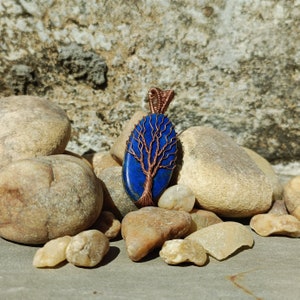 Baum des Lebens Lapis Lazuli Anhänger Kupfer Draht gewickelt Anhänger Lapis Lazuli Edelstein Schmuck, Geschenk für sie Handgemachte Schmuck Lapis Lazuli Schmuck