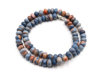 Bolder Blue Opal Beads Necklace, Opal Smooth Rondelle Beads Necklace, Opal Jewelry, Shaded Blue Opal Necklace,Anniversary Gift For Her