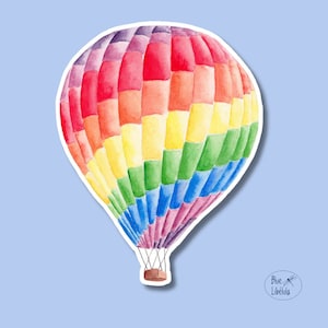 Pegatina de globo aerostático colorido, calcomanía de vinilo impermeable artística, papel de acuarela y calcomanía de vinilo para vaso, computadora portátil, automóvil, patineta