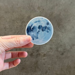 Aquarell Vollmond Vinyl Sticker: Minimalistischer Laptop Aufkleber